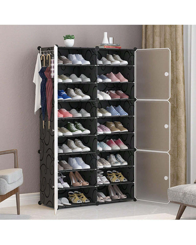Tall Shoe Rack Cabinet mit großem Fassungsvermögen zur organisierten Aufbewahrung von Schuhen.